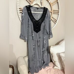 Black floral top with black lace